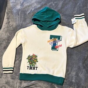 Kids Hoodie - TMNT Cream and Green